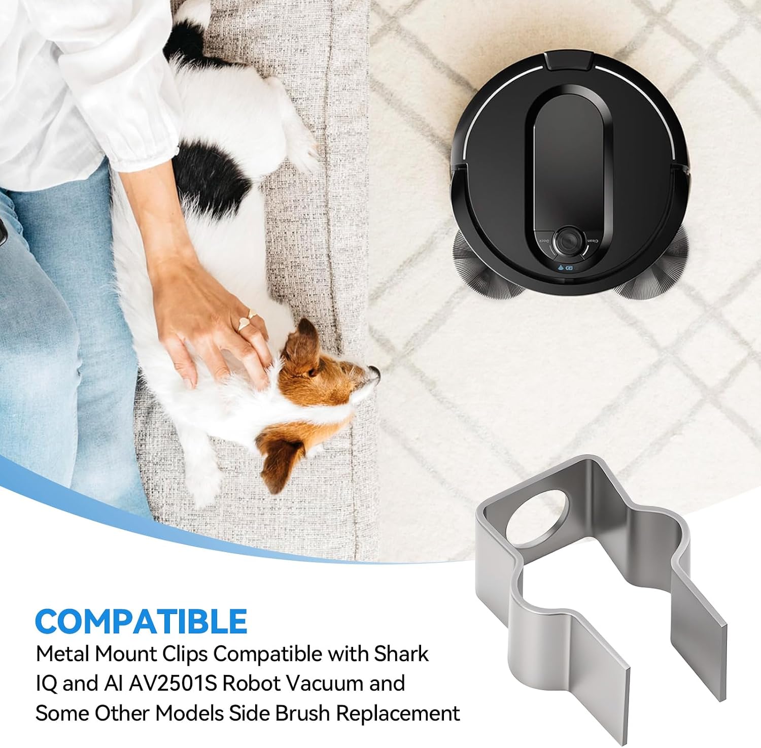 Metal Mount Clips Compatible with Shark IQ and AI AV2501S Robot Vacuum and Some Other Models Side Brush Replacement