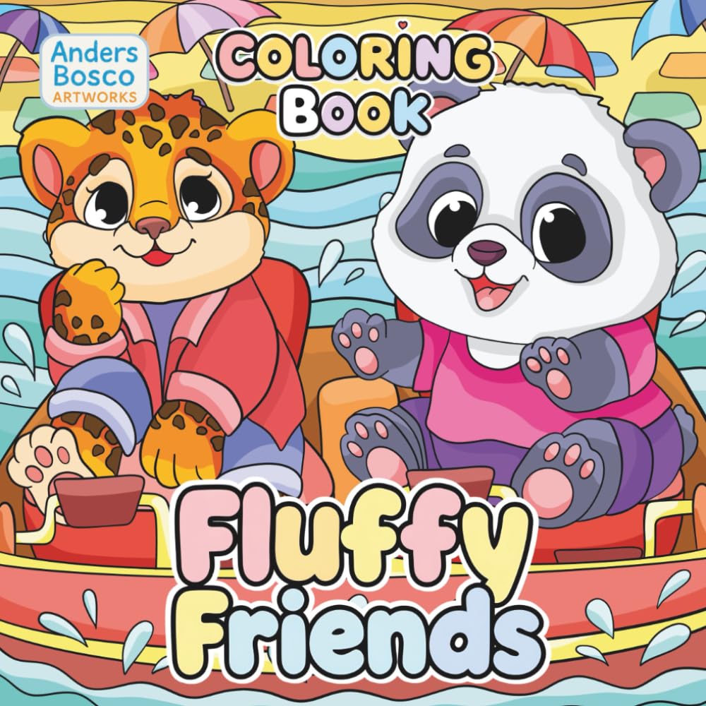 Fluffy Friends Coloring Book: Color, Relax & Smile | 35 Cute Animal Scenes in Whimsical Worlds to Color | Adorable Art for Kids, Teens & Adults Who ... Calming Coloring Pages for Joy & Mindfulness