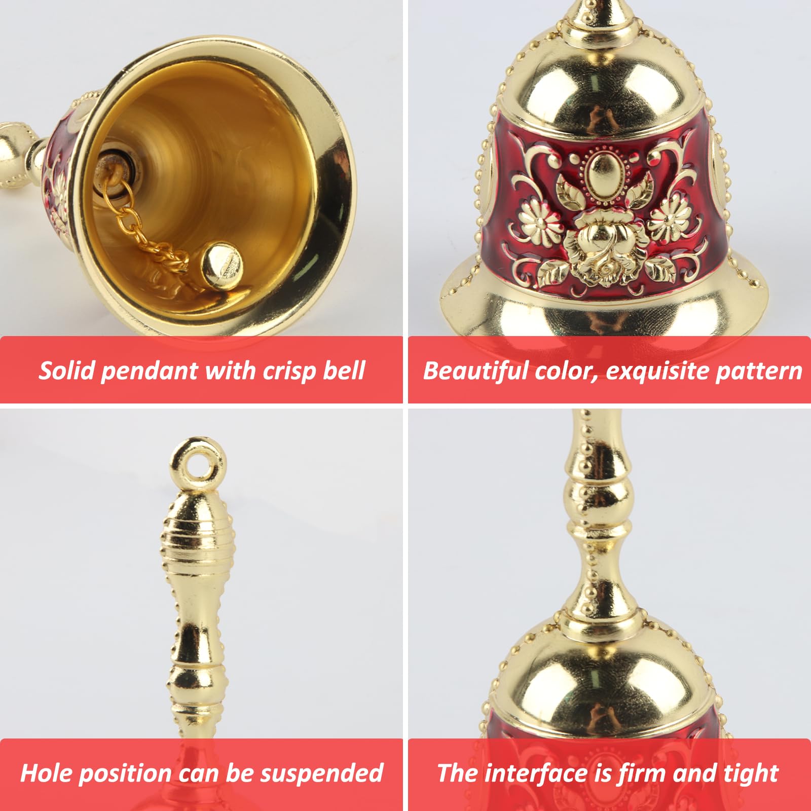 Cloche à Main De Noël En Métal Cyan – Son Clair Et Fort, Style Rétro Pour Décoration Et Appel