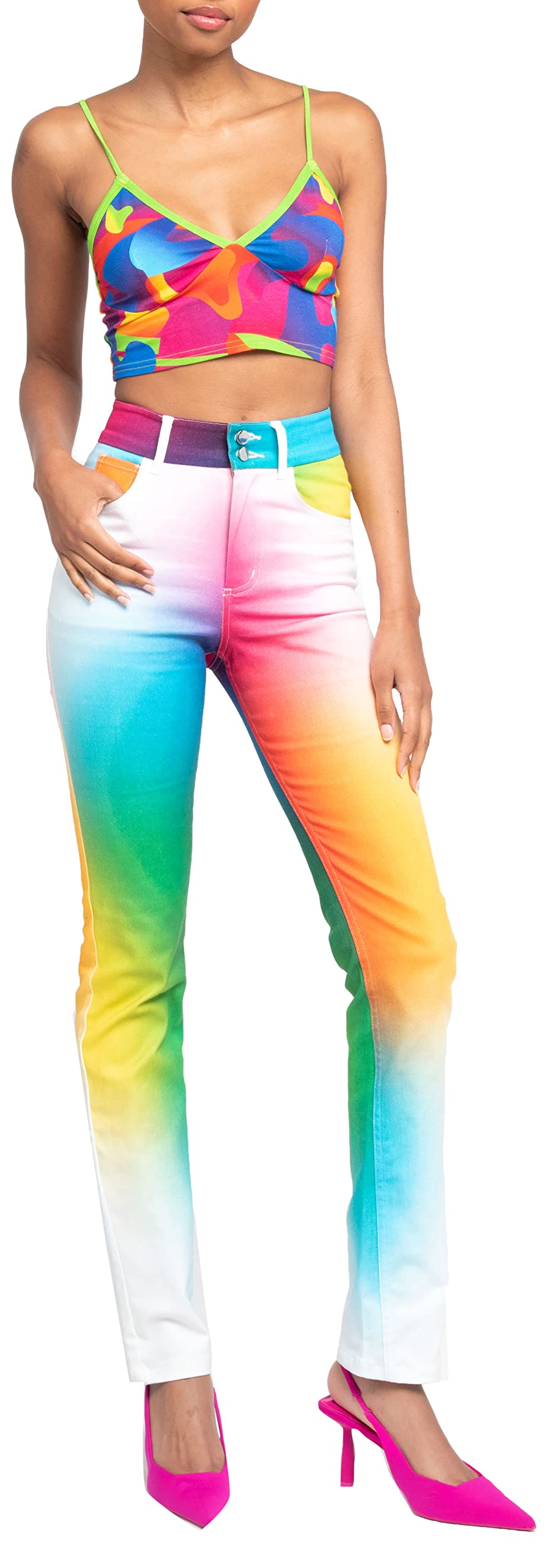 BruceGlen Women's Printed Flare Jean