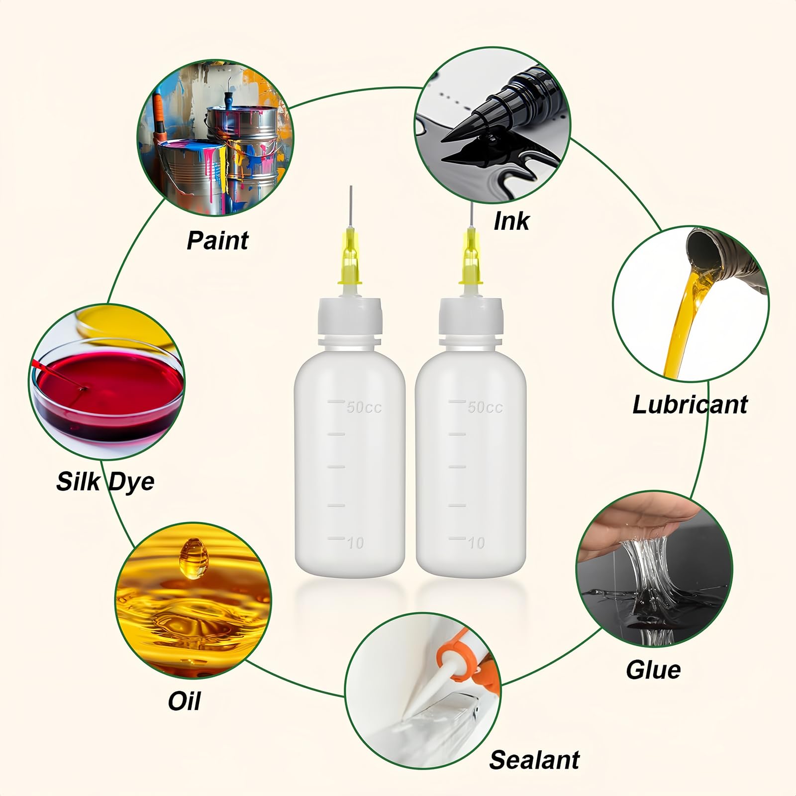 50 ml 5 sztuk butelka z aplikatorem precyzyjnej końcówki z 14 cienkimi igłami i 10 nakrętkami, butelkami z igłą do butelki, aplikator do płynu, klej, farba akrylowa