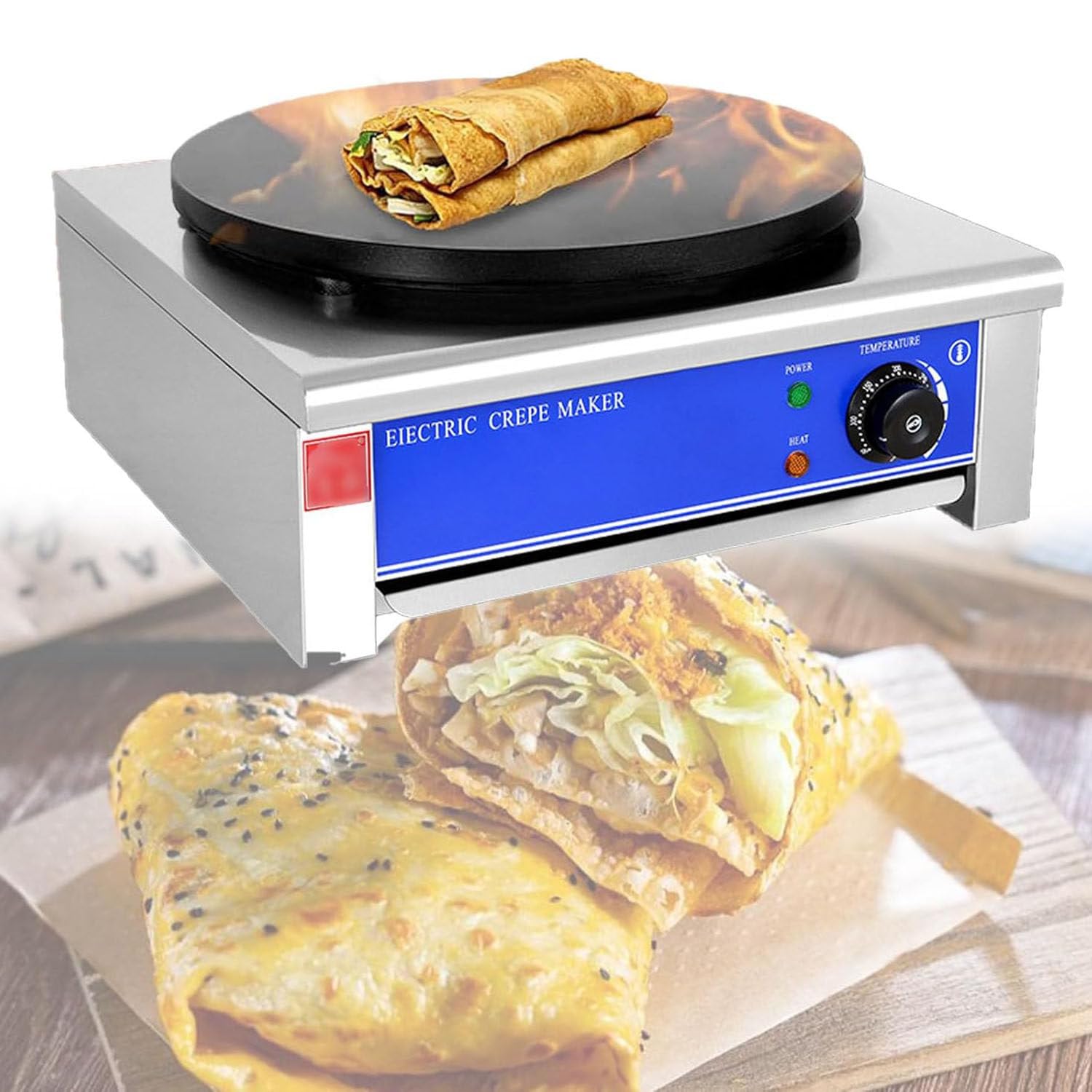 DPLXQPP Household Electric Crepe Machine,Non-Stick Large Pancake Machine 2800w,Temperature Control,Suitable for Family Gatherings,Club Family Gatherings,110V