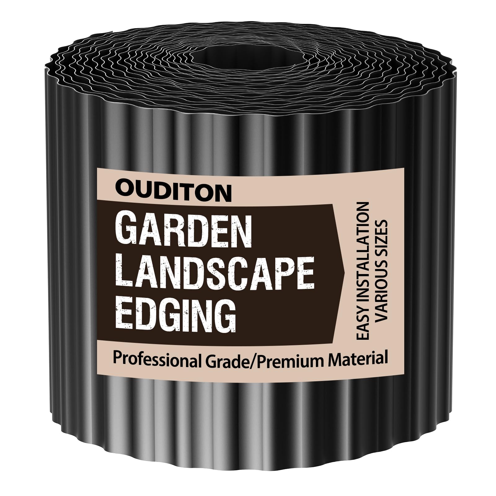 Ouditon Used for DIY Metal Ripple Landscape Edging, Sturdy and Durable Garden Edging Border, Lawn and Tree Surround Fence Design (Black, 6"×40 Ft)