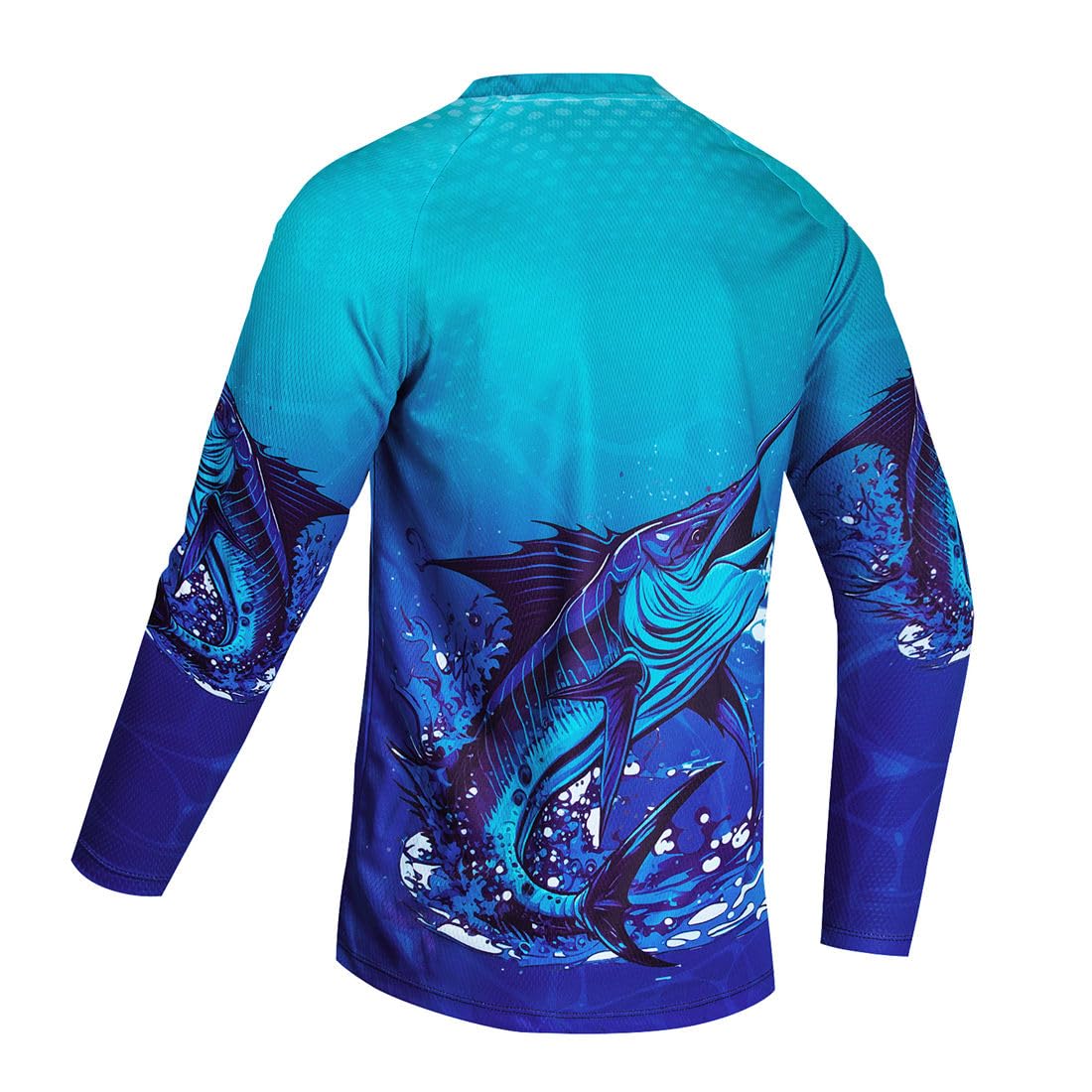 Mens Fishing Shirt Long Sleeve, Fishing Jerseys Fish Tshirts Uv Sun Protection Tops Fisherman,Light Blue Tuna XL
