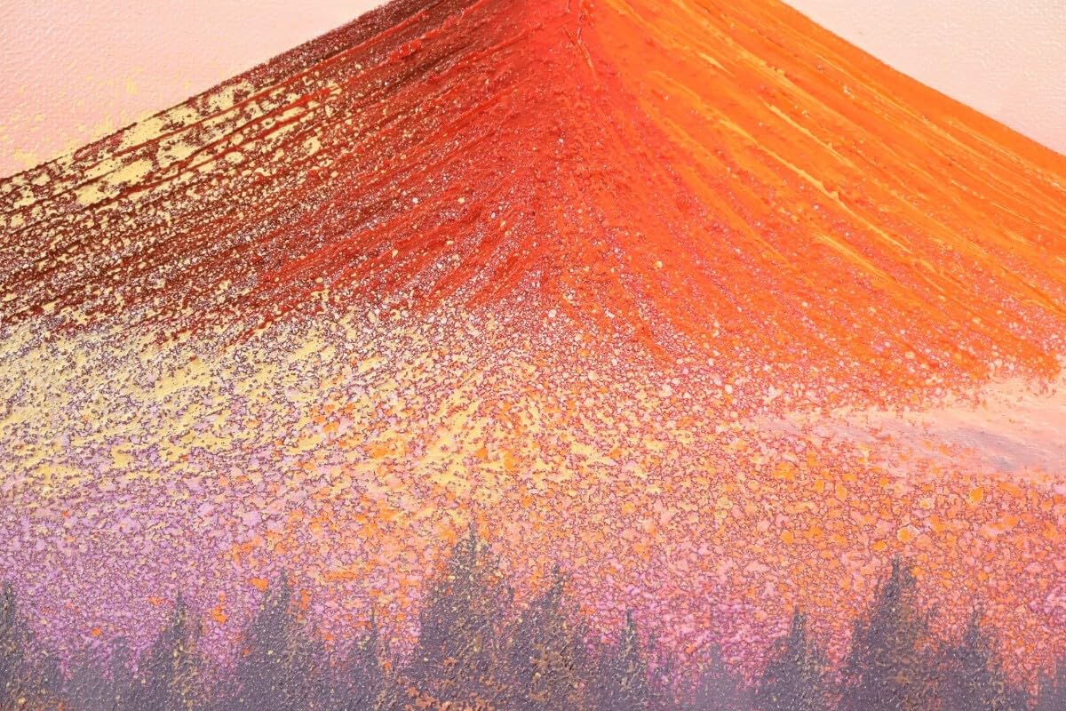 徳田春邦 油彩画 『赤富士』 徳田春邦 赤富士 SM 227×158 額付 日本画