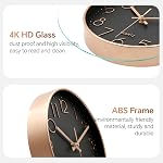 VIKMARI Silent horloge murale batterie actionnée non-cliquetis 3D Numérisation de quartz en or 10 Inch Horloge analogique décoratif pour salle de bain de bureau de chambre (Rose or noir)