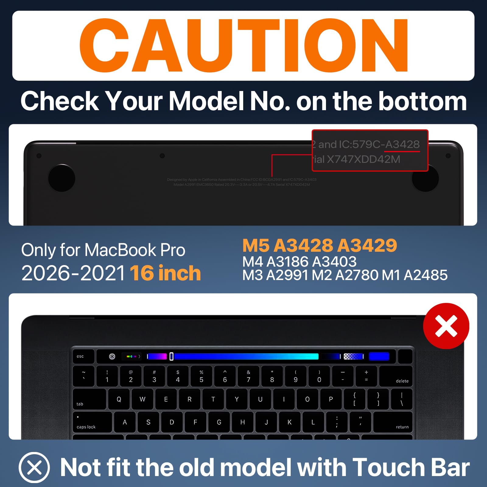 Soonjet Coque pour MacBook Pro 16" M4 2024-2021 M3 M2 M1 Pro/Max Coque de Protection Rigide pour Ordinateur Portable A3403 A3186 A2991 A2780 A2485 – Noir Spatial Transparent