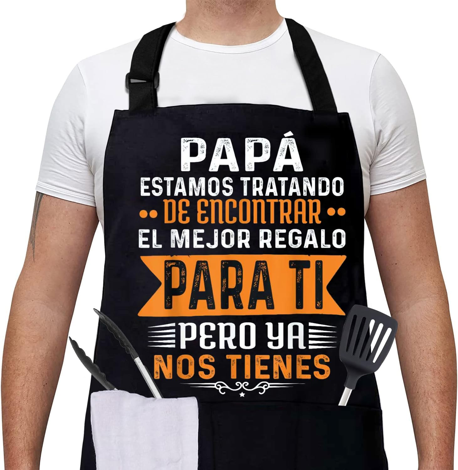 Gkmamrg Papá Delantales de Cocina - Regalo para Papá Padre- Delantal ajustable Delantales de chef para cocina, barbacoa, restaurante de jardinería, barbacoa, café Regalo Pere
