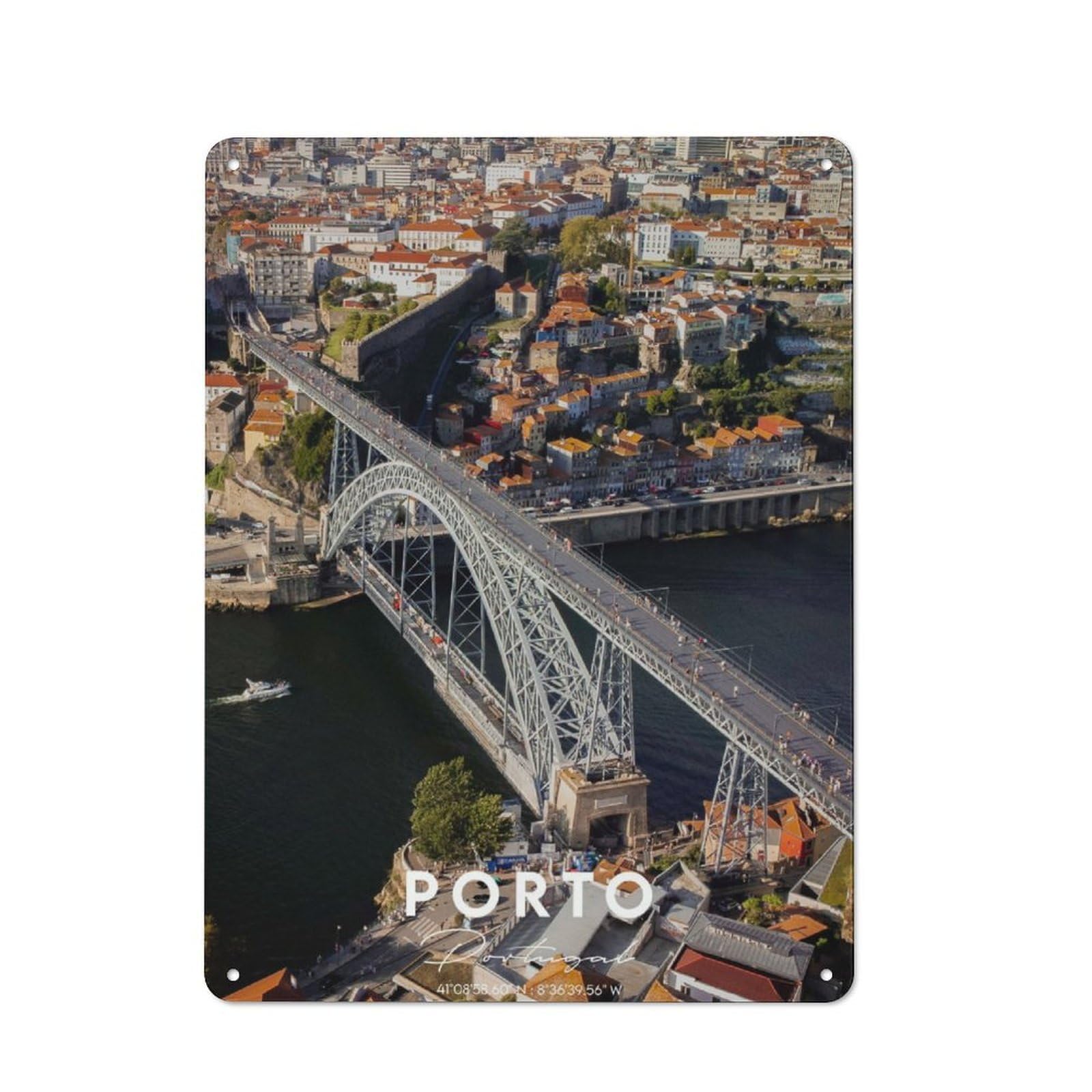 Junmoney Porto Coordinates Loft Style Metal Wall Decor 40X30cm, Decorative Metal Plaque For Loft, Studio, Office Or Creative Room