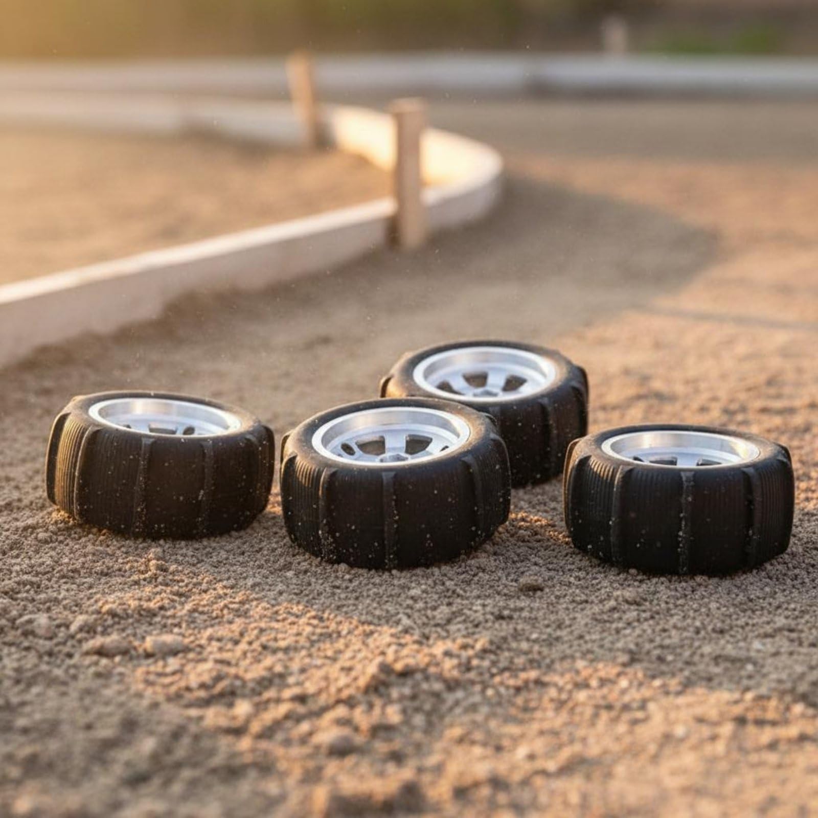 Colcolo Miniature Vehicle Wheels Ruote Rc Cerchio Pneumatici Kit in Lega di Alluminio 6061 Aderenza su Sabbia E Spiaggia con Adattatori 12mm Adatte per Auto, Argento