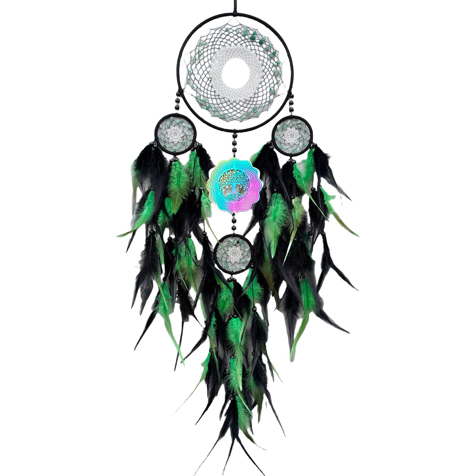 Carotoe Green Wall Hanging Ornament Rotating 3D Windchime Home Decoration Dream Catches Windchime Metal
