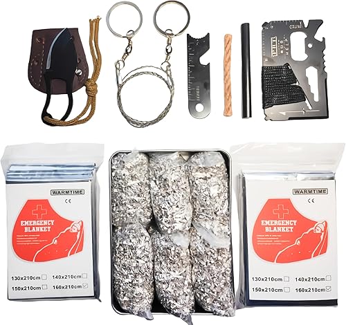 Estáter de emergencia para incendios, 6 bolsas de alambre de sierra ferro de magnesio, multiusos, manta de cera, cuerda de cera para camping,