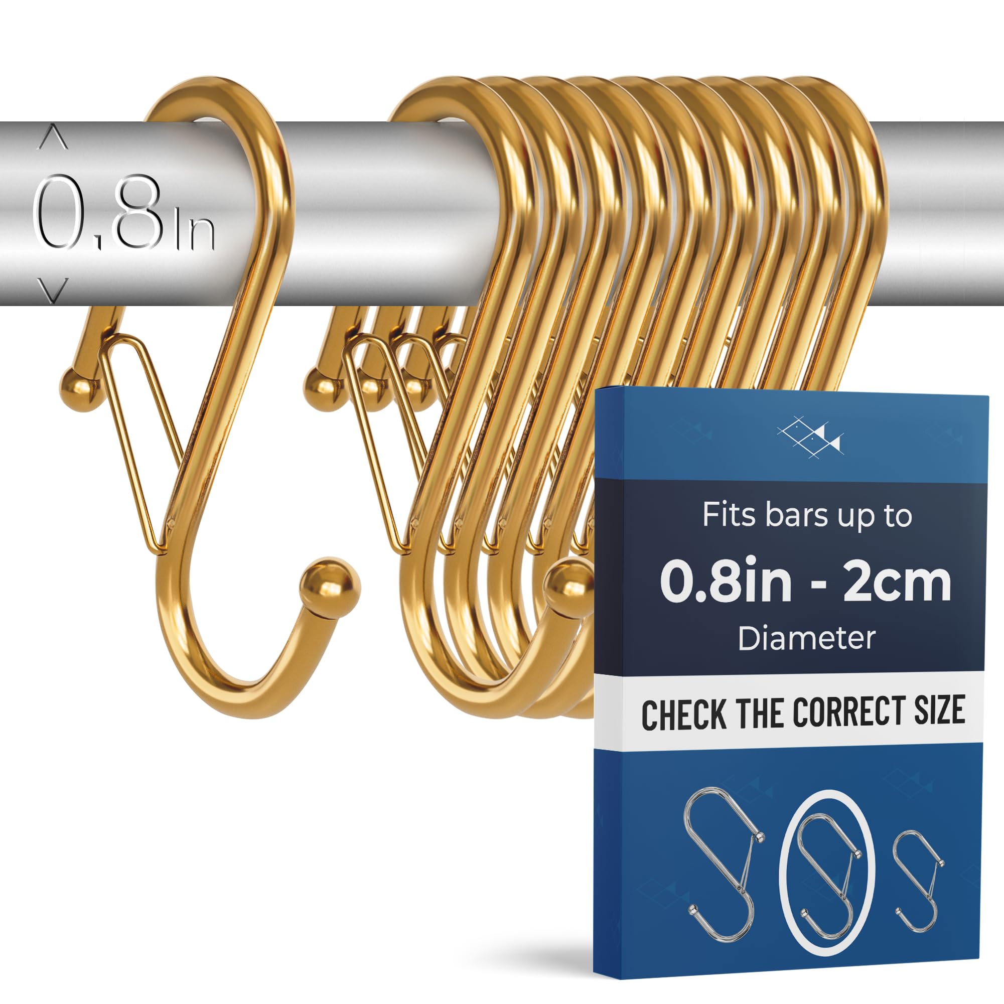 Blau Marité 10-Pack Metal S Hooks - home storage hooks | Mubboo