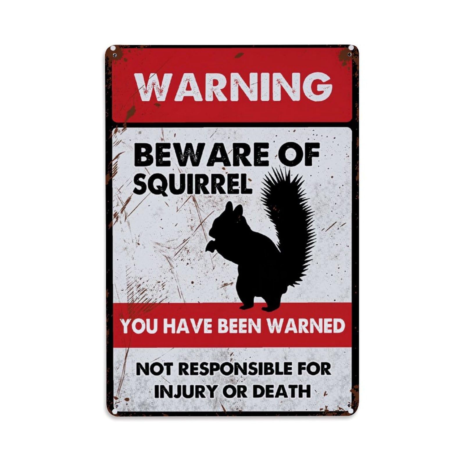 Jdyaojiesheng Vintage Warning Squirrel Silhouette Sign Pattern Tin Sign Retro Metal Wall Decor Metal Poster, Home Bar Garage Farmhouse Cafe Wall Art Decoration 8X12inches