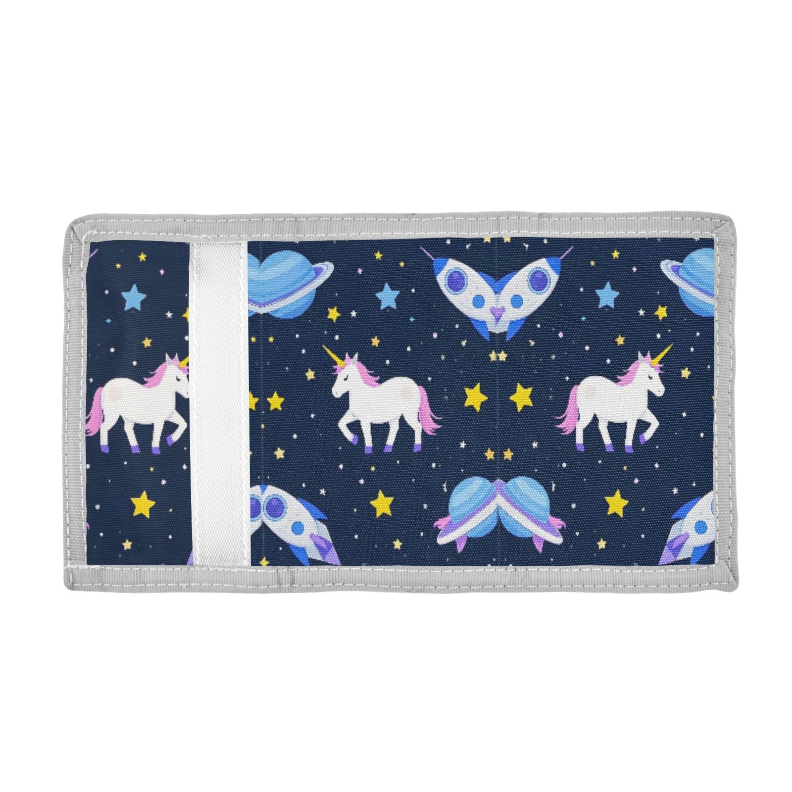ALAZA Kids Wallets for Boys Girls Toddler Trifold Wallet Children Small Cartoon Planet Rockets with Zipper Coin Pocket