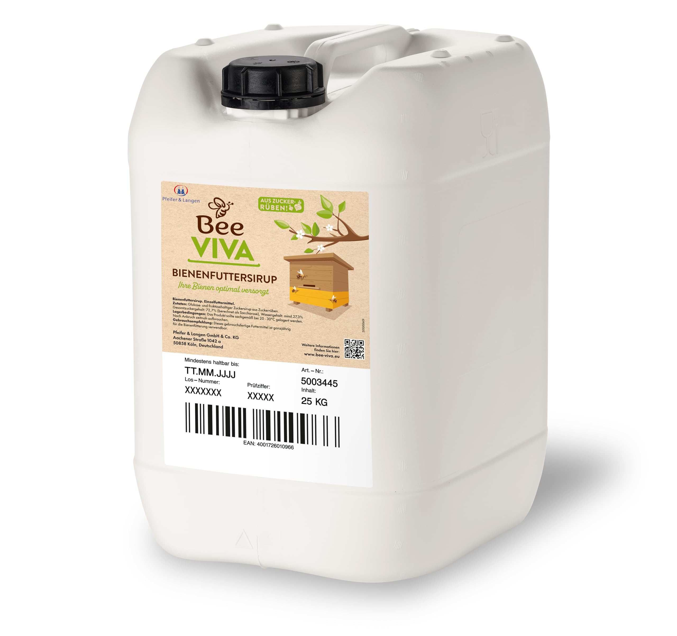 Bee Viva Futtersirup für Bienen 25Kg auf Zuckerrüben Basis | Bienenfutter Flüssig Sirup Kanister | Bienenfuttersirup (25Kg)