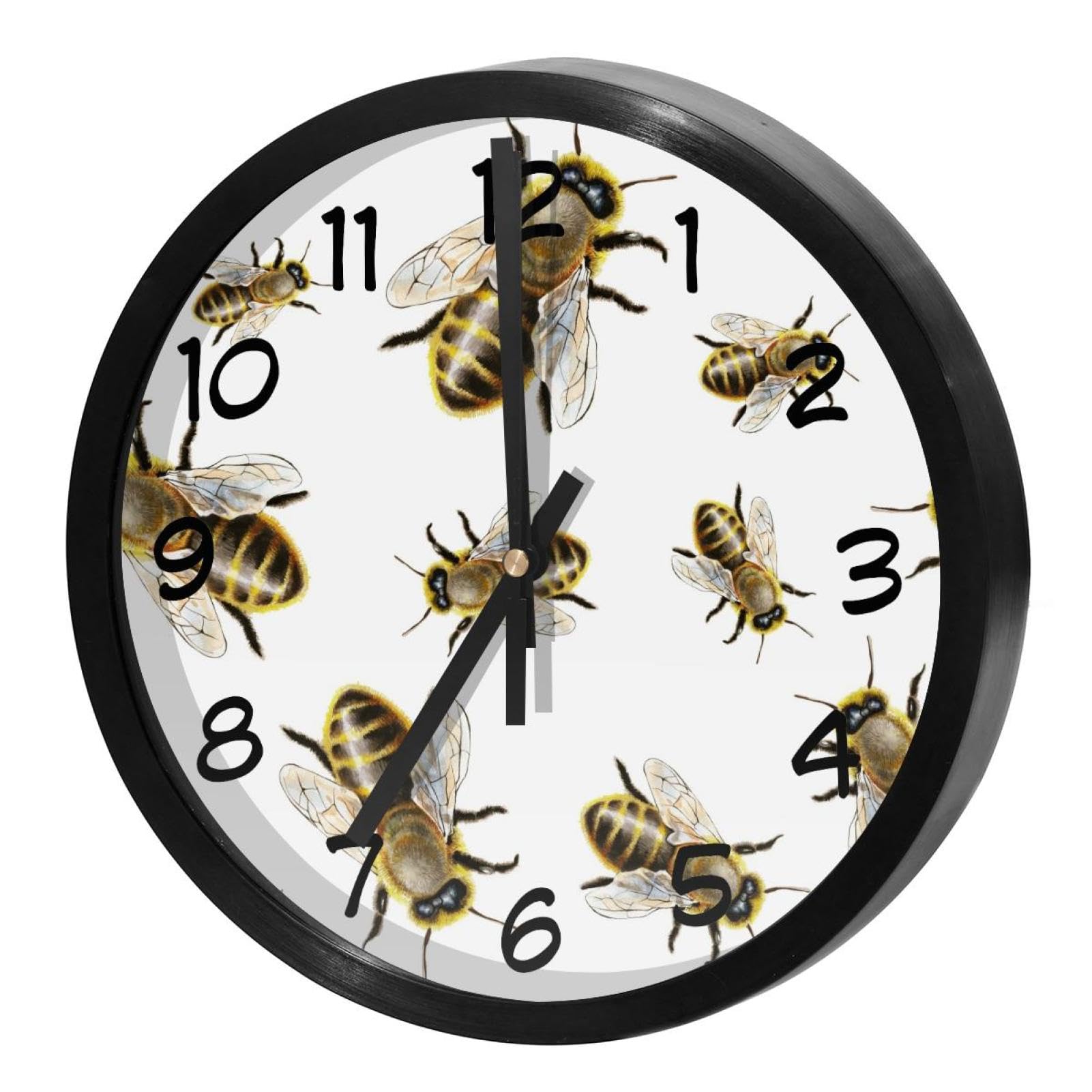 Horloge murale ronde pour maison et cuisine au design aquarelle bourdon apaisant