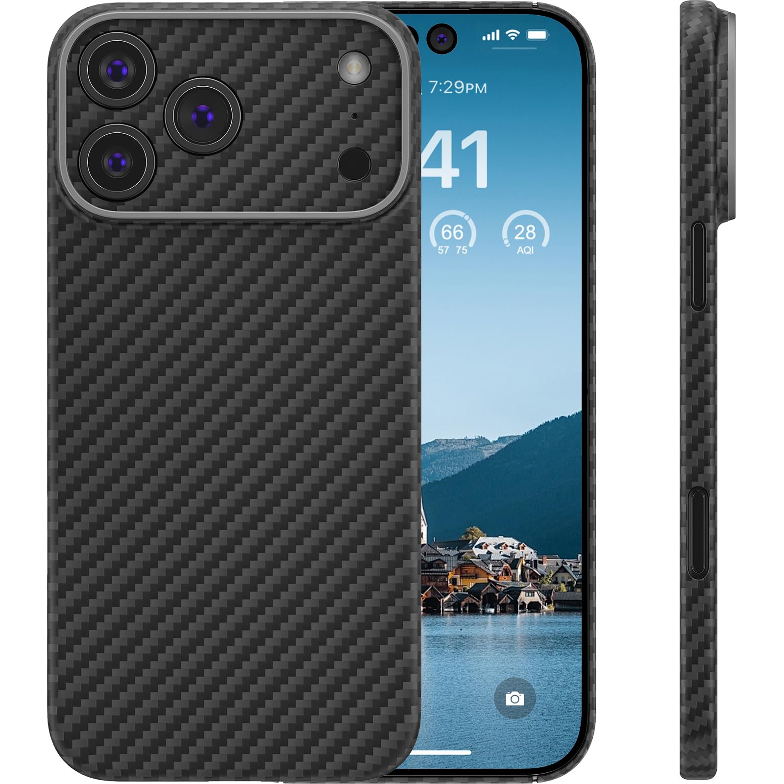 memumi Real Aramid Fiber for iPhone 17 Pro Case, [NO-case Feeling] Durable Sturdy Aramid Fiber with 0.5mm Slim Case for iPhone 17 Pro Thin and Minimalist in Carbon Fiber Design, Grey Black