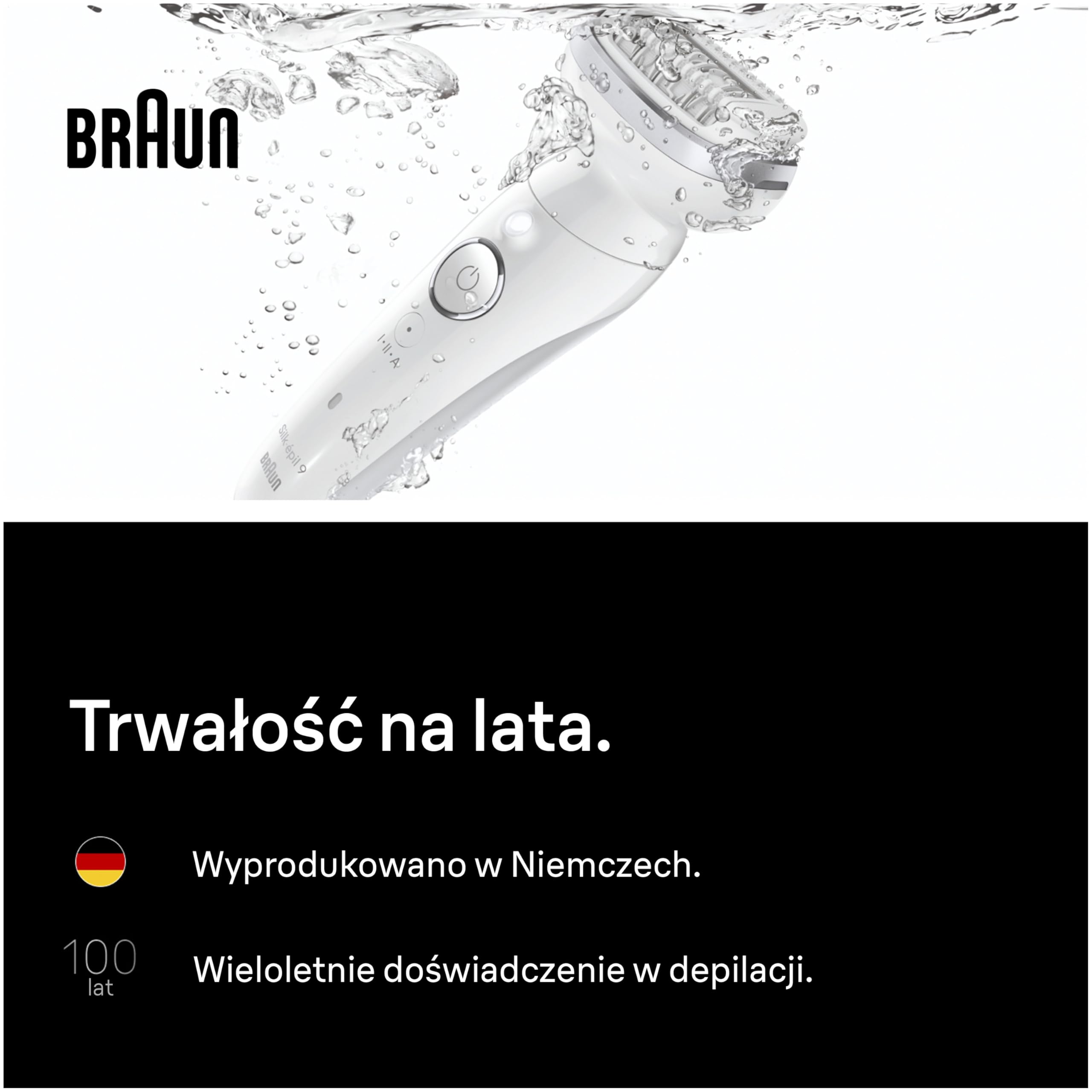 Braun Silk·épil 9, Depilator Z Ruchomą Głowicą Ułatwiającą Usuwanie Włosów, Depilacja Na Mokro i Sucho, Gładka Skóra Na Długo, 9-000, Srebrny