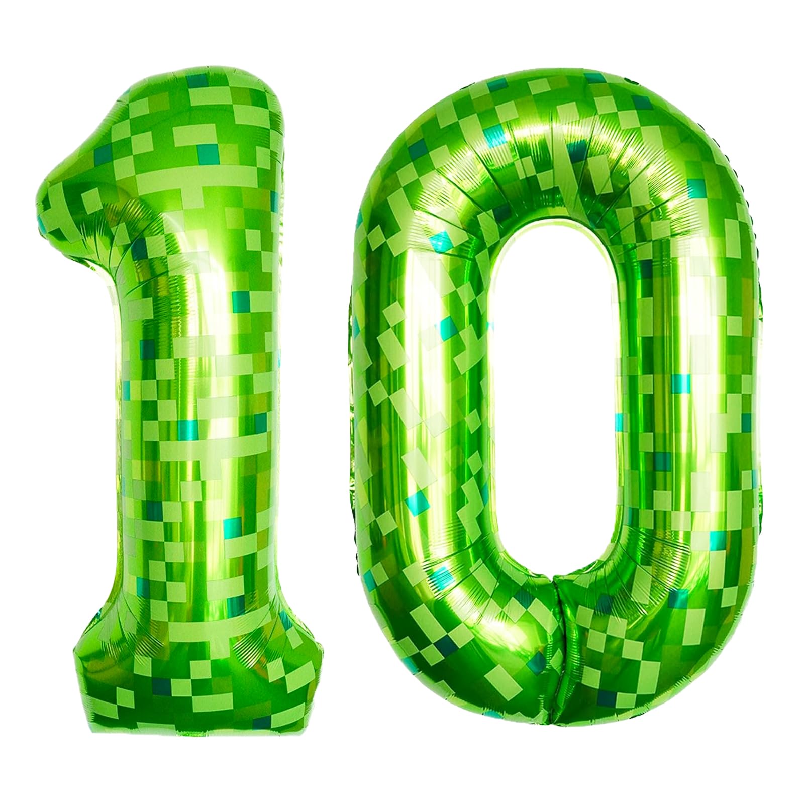 ParPix Pixelmotiv Zahlen Luftballon 10 Geburtstag Junge Mädchen, Grün Pixel Thema Folienballon 10, Pixel Miner 10. Geburtstag Zahlen Ballons, 40 Zoll Helium Ballon 10,Geburtstagsdeko 10 Jahre Ballon