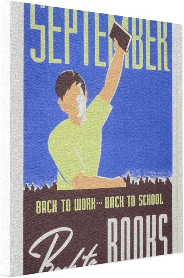 Farekui1 Cheap Art Canvas Vintage september back to work school books WPA Diy Photo Canvas