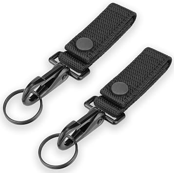 Ullnosoo Heavy Duty Belt Keeper Keychain Belt Clip, Key Ring Holder for Duty Belt, Nylon Molle Strap with Metal Snap for Up to 214" Wide Belt