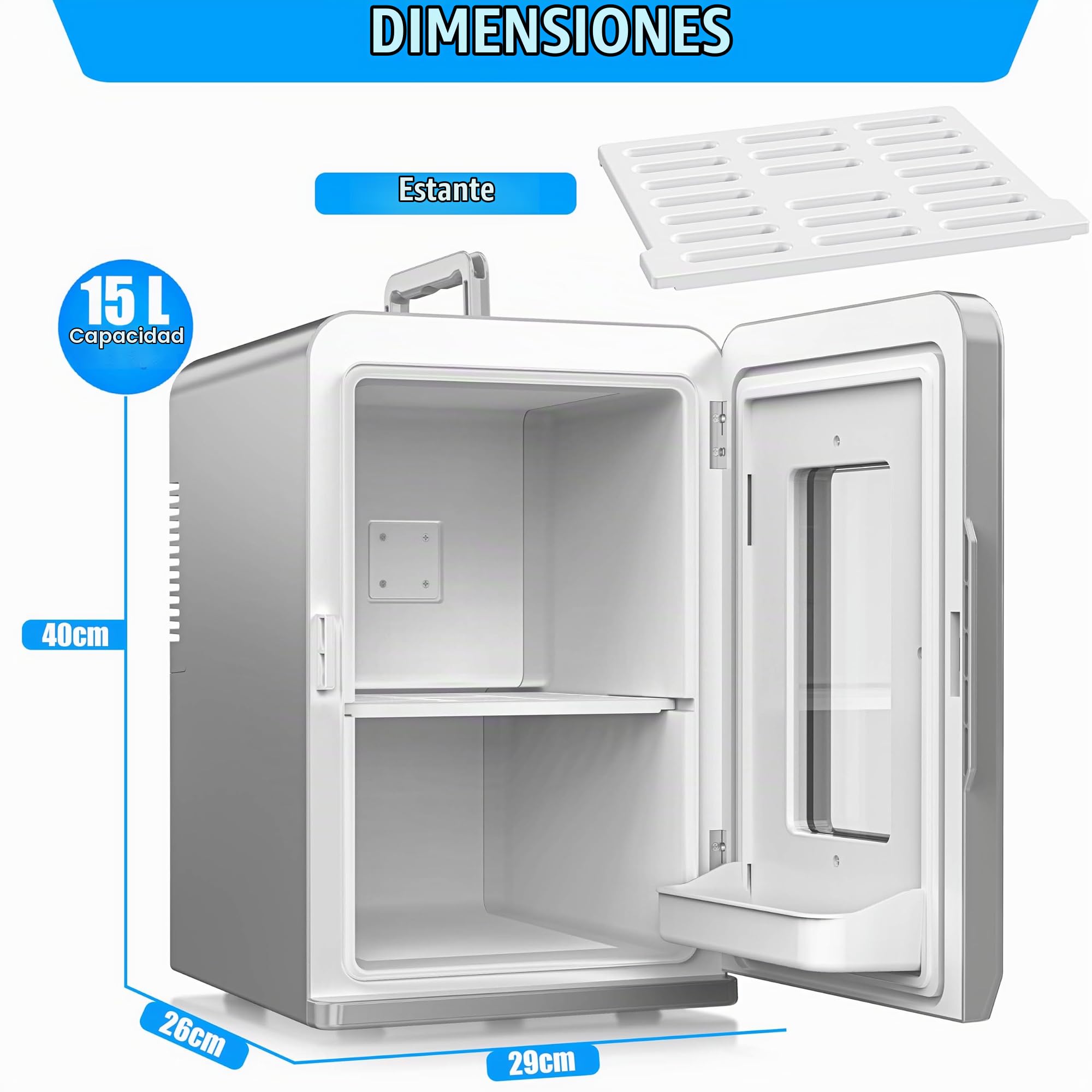 KESSER® Mini Nevera 2 en 1 de 15 l, función de refrigeración y calefacción, Toma de Corriente AC portátil de 220-240V/12V y Encendedor, Caja para Mantener la Temperatura, minicaja térmica