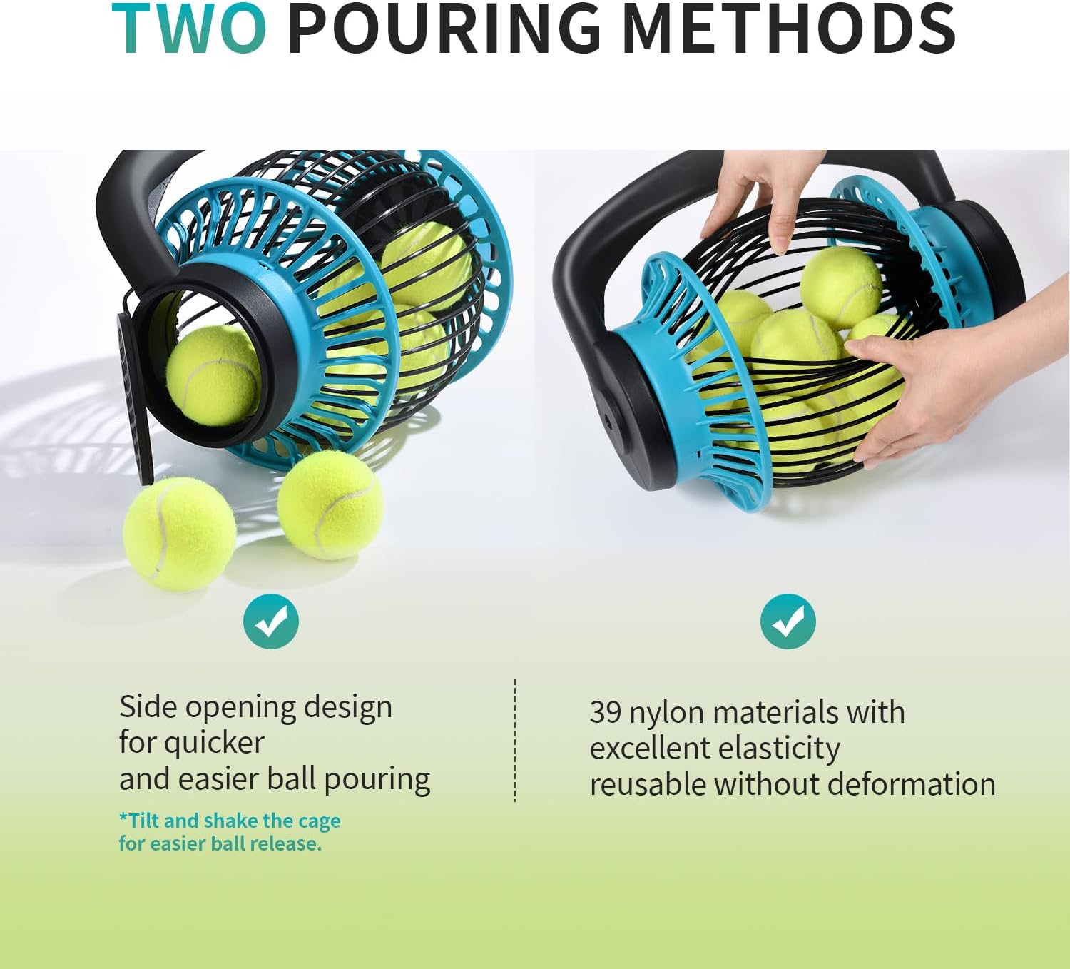 Tennis Ball Hopper Roller, Portable Tennis Ball Collector, No-Bend Tennis Hopper, Quick-Rolling Tennis Ball Picker Upper, 26-51" Telescopic Golf Ball Retriever