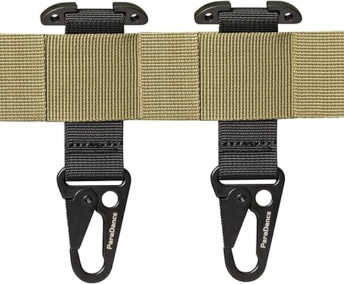 ParaDance Tactical MOLLE Glove Clip T-Mount Clash Hook Accessories, Heavy Duty Metal Carabiner Key Holder Attachment for Plate Carrier, Duty Belt, Battle Belt, Backpack Tactical Vest Gear, Black