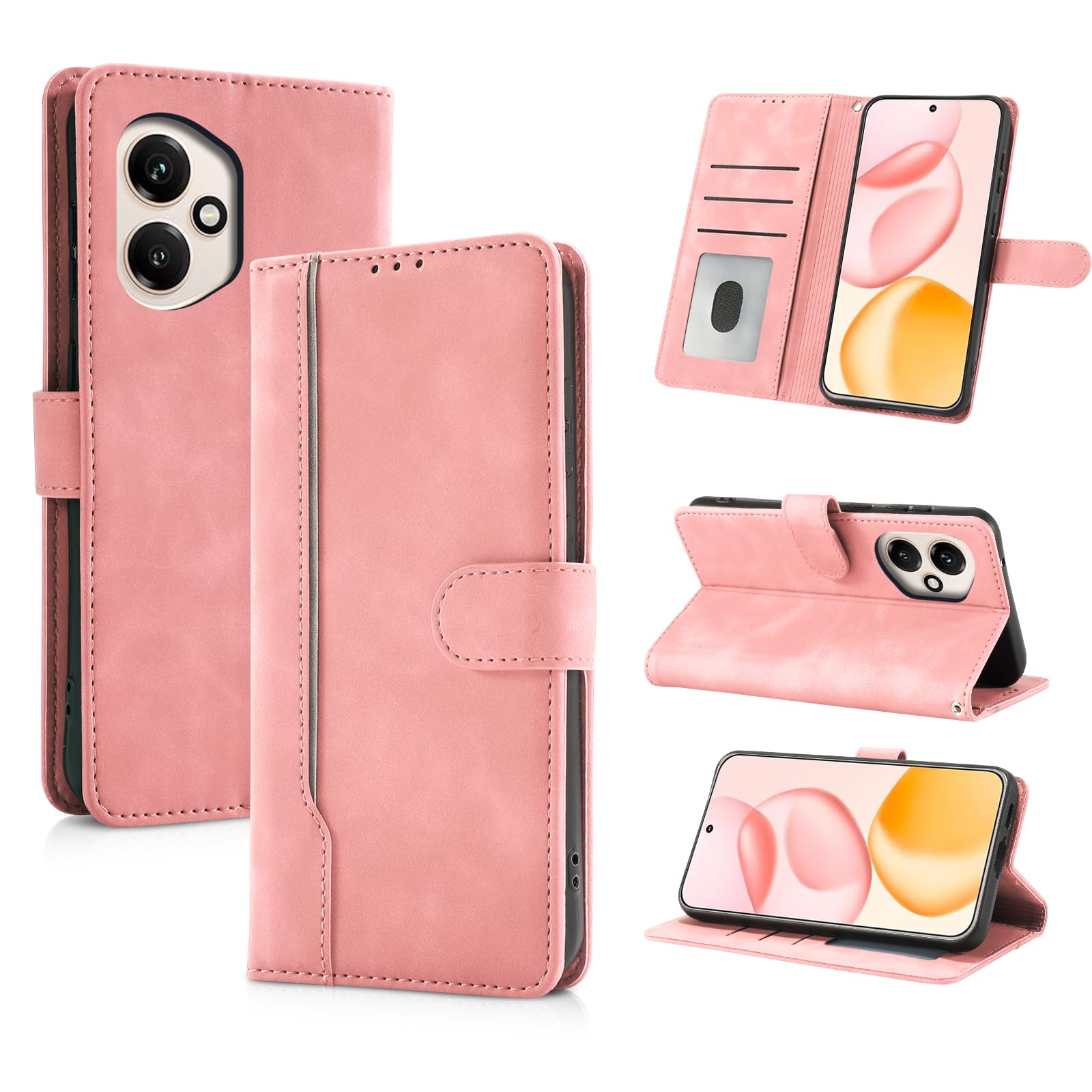 AsWant Handyhülle für Honor 400 5G Hülle (Nicht für 400 Pro) Hülle Premium Leder Klappbar Flip Case Magnetische [Kartenfächern] [Standfunktion] Tasche RFID Schutzhülle für Honor 400 (Rosado)