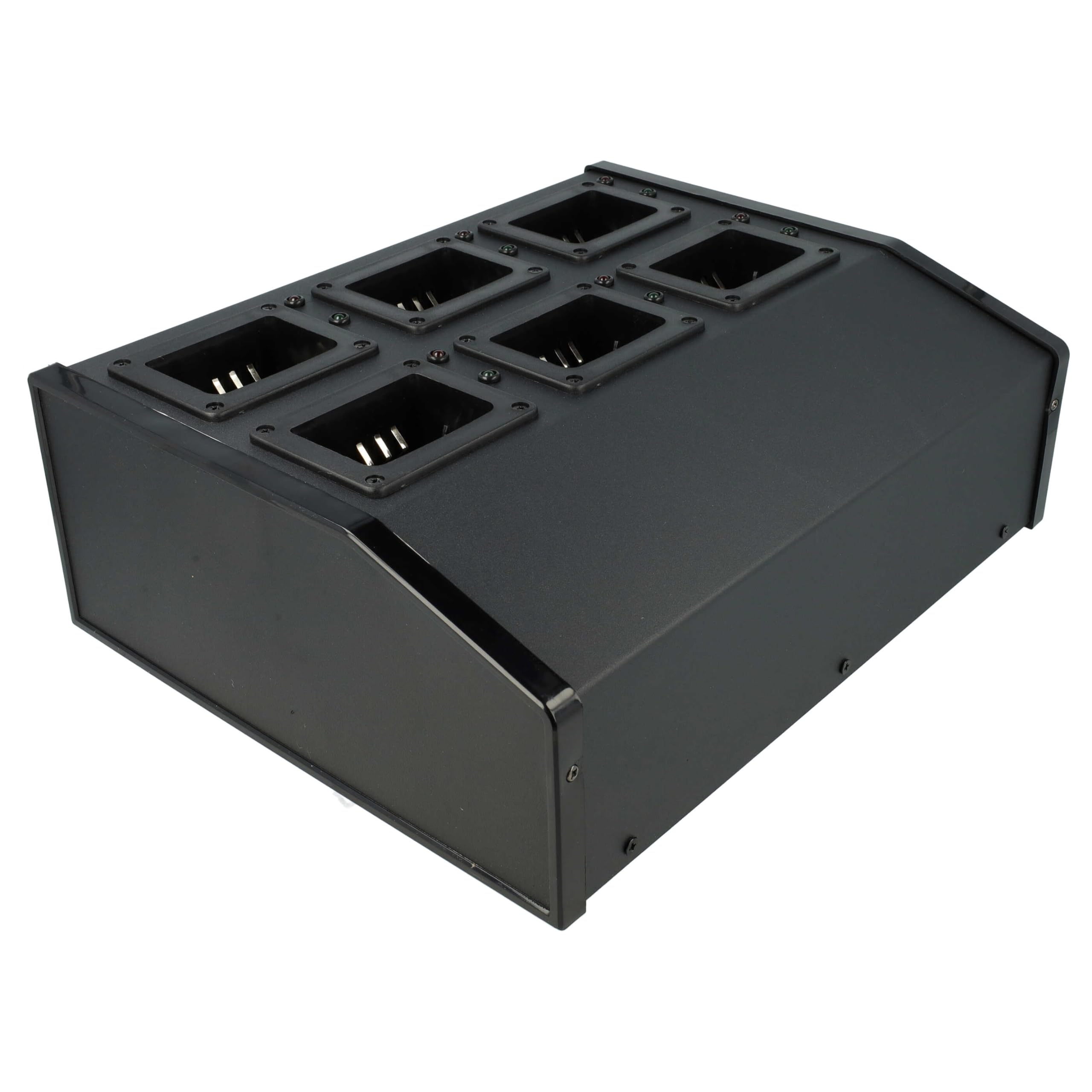 vhbw Cargador 6 Compartimentos Compatible con Kenwood KNB-57, KNB-56N, KNB-57L baterías de Radio - Estación de Carga + Cable Corriente, 12 V, 6 A