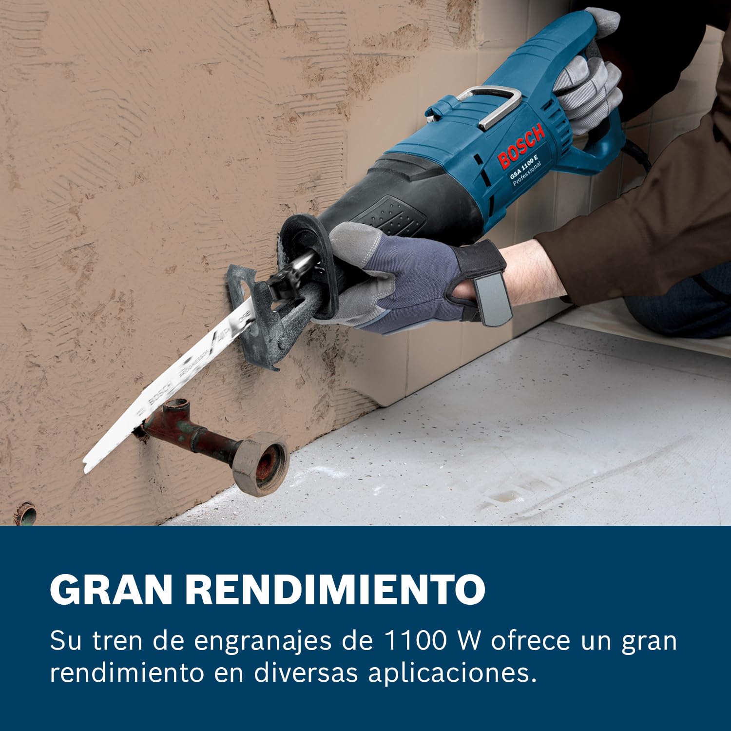 Bosch Professional GSA 1100 E - Sierra sable (1100 W, 220-230V 230 mm, en maletín), Color Azul, Talla Única