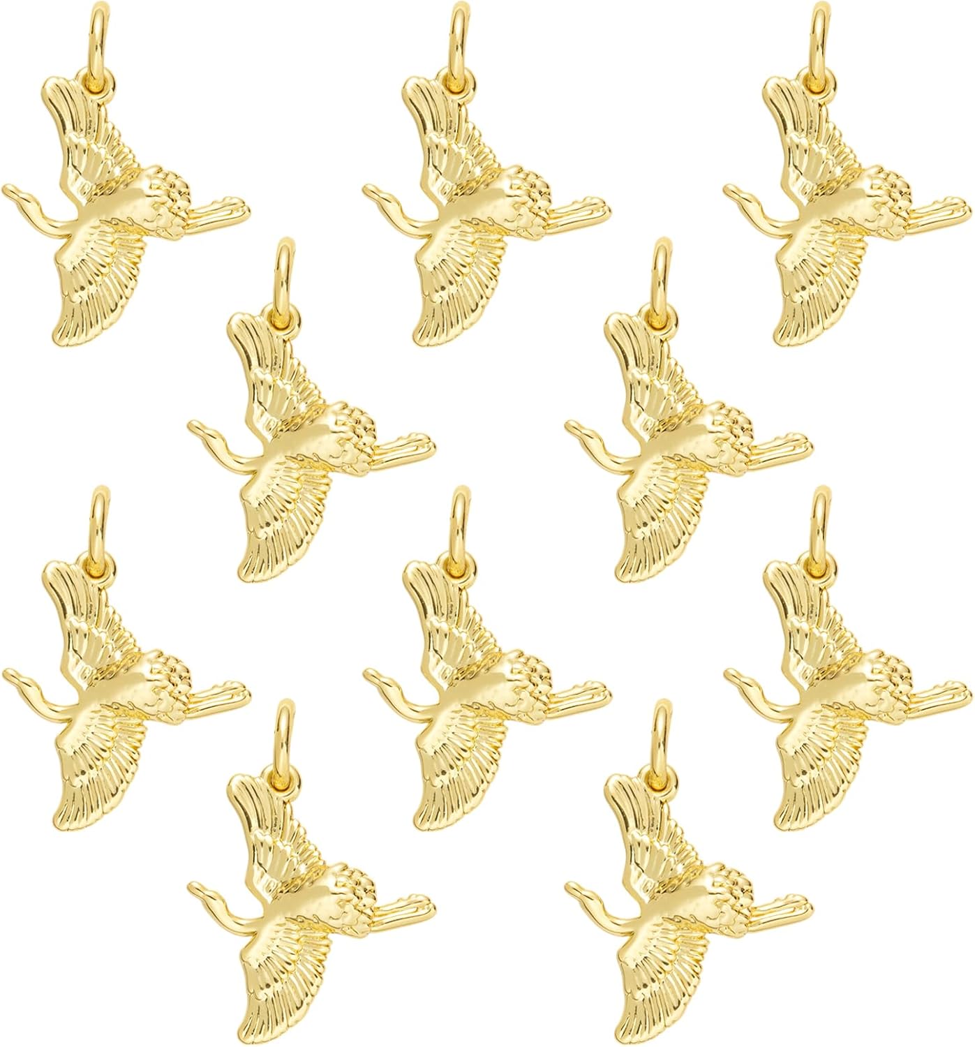 10Pcs Bird Animal Charms for Jewelry Making 18K Gold Plated Charms Bulk Cute Brass Pendants for Bracelet Necklace Earring Keychain DIY Supplies
