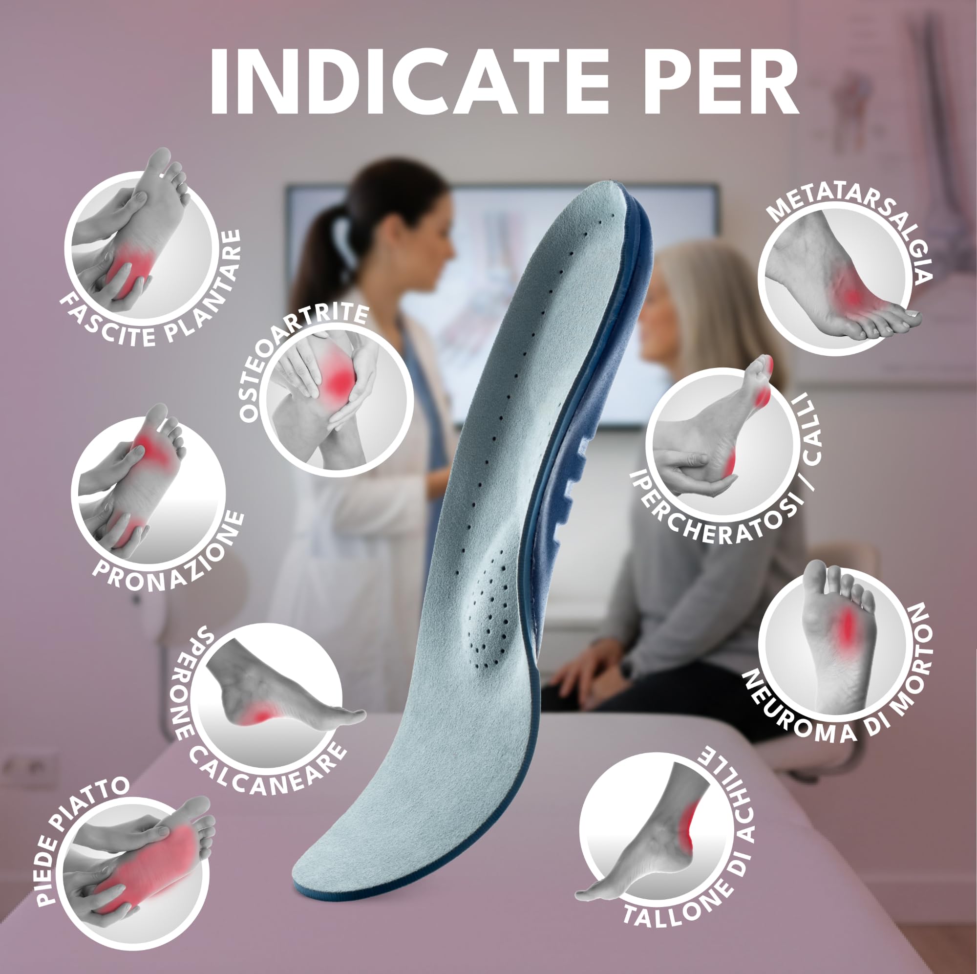 Saluber Medical Premium 480.46 Plantari Ortopedici per vari dolori piede, solette ortopediche dolore piedi (42)