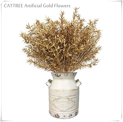 Vista 53 de CATTREE Helechos dorados - Plantas artificiales grandes y altas de 30 pulgadas, paquete de 2 decoraciones de Navidad, hojas de Boston doradas Hojas