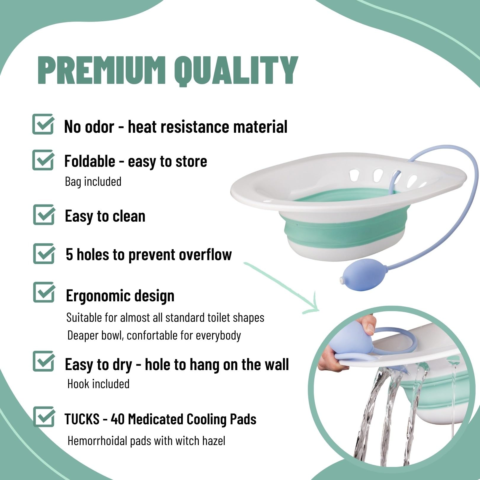 Sitz Bath Tub Toilet Seat for Postpartum Care & Hemorrhoids Bundled
