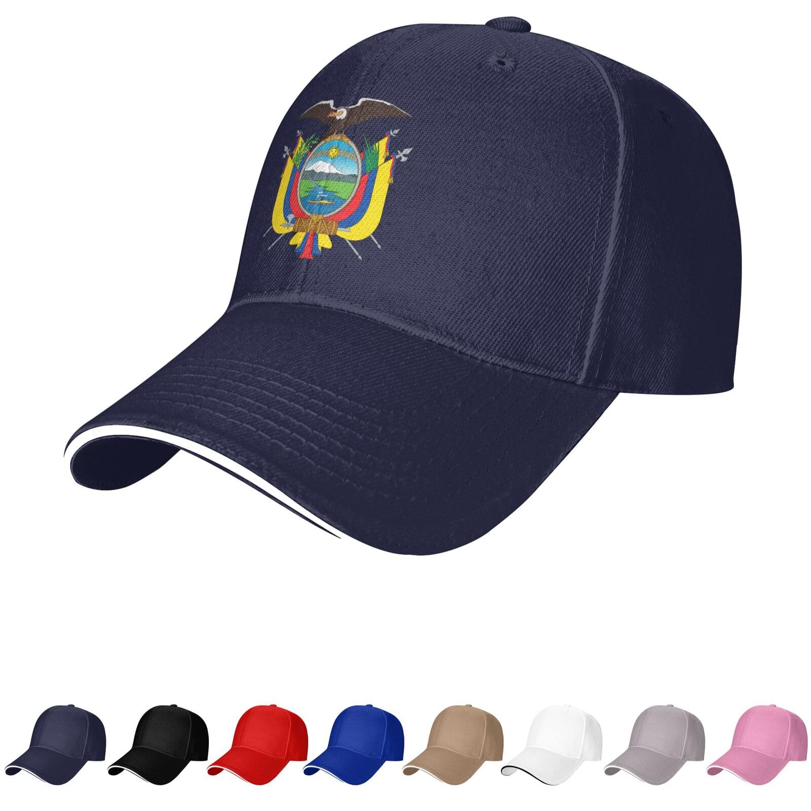 Ecuador Emblem Hat Ecuadorian Caps for Man Woman Coat of Arms of Ecuador Baseball Cap Trucker Dad Hat Navy Blue