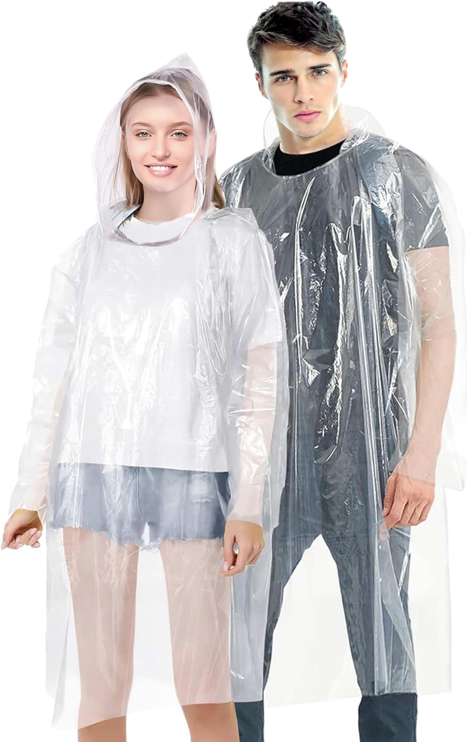 EcoNourRain Poncho Adult, Rain Coat - Emergency Rain Ponchos for Adults, Rain Pancho Raincoat, Disposable Ponchos Family Pack, Ponchos Adult with Clear Hoodie Raincoat (Pack of 5)
