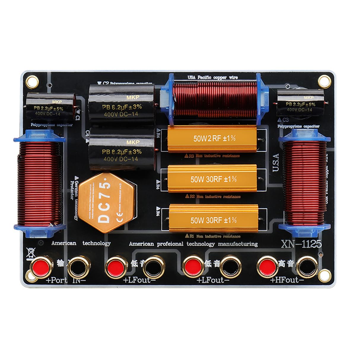 Crossover de Altavoz de Alta Potencia de 1300 W, Divisor de Dos Frecuencias, uno Alto y Dos Bajos para Altavoces Dobles de 12 o 15 Pulgadas