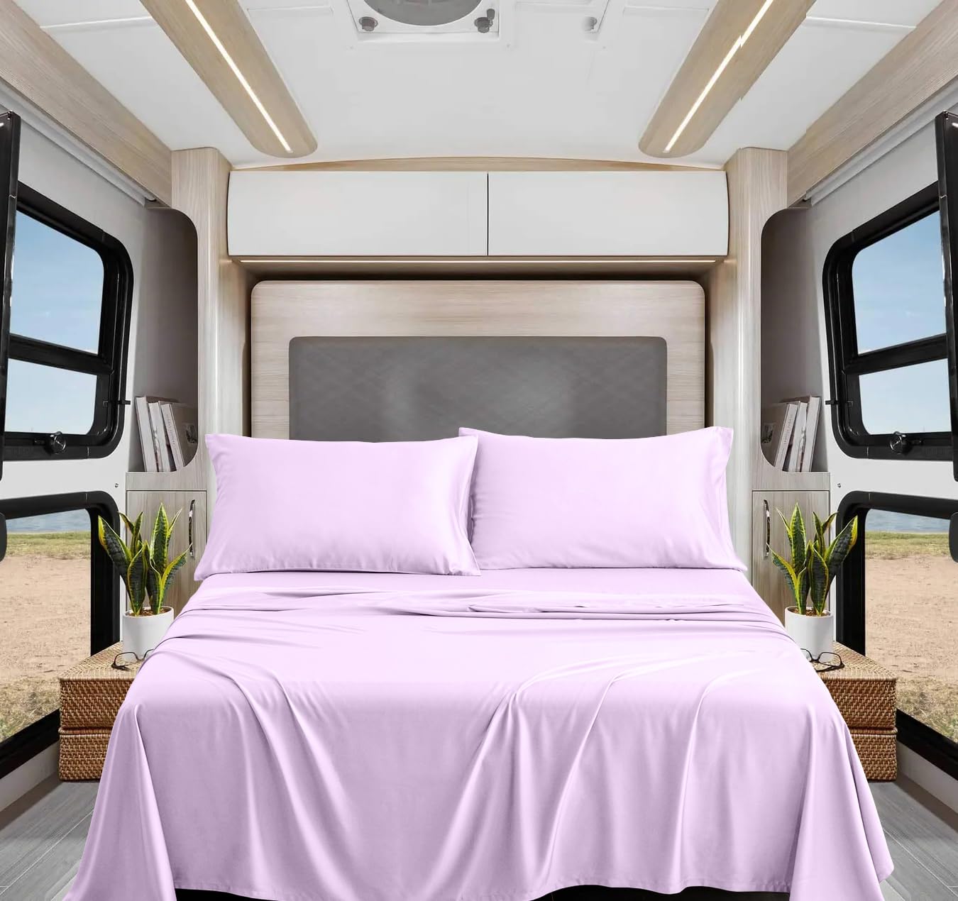Royal Trazers 1000 TC RV Sheet Sets 42X80 Truck Sleeper Size Lilac Solid Egyptian Cotton Soft and Smooth Bed Sheets for Campers, RV Bunk and Truck Sleeper with 6 inch deep Pocket