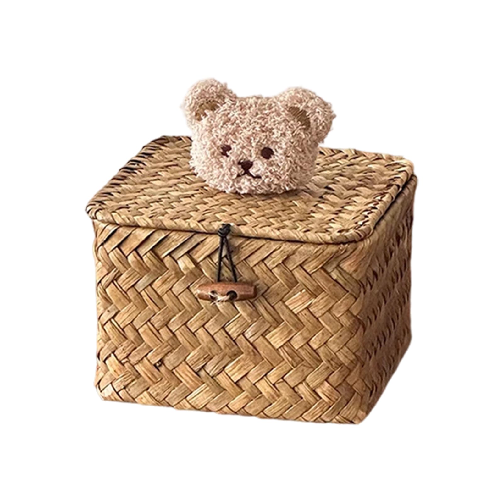 MCAOAL User Friendly Seagrasses Weaving Storage Bin with Lid Decorative Storage Container Basket Ideal for Gift Packaging Seagrasses Box
