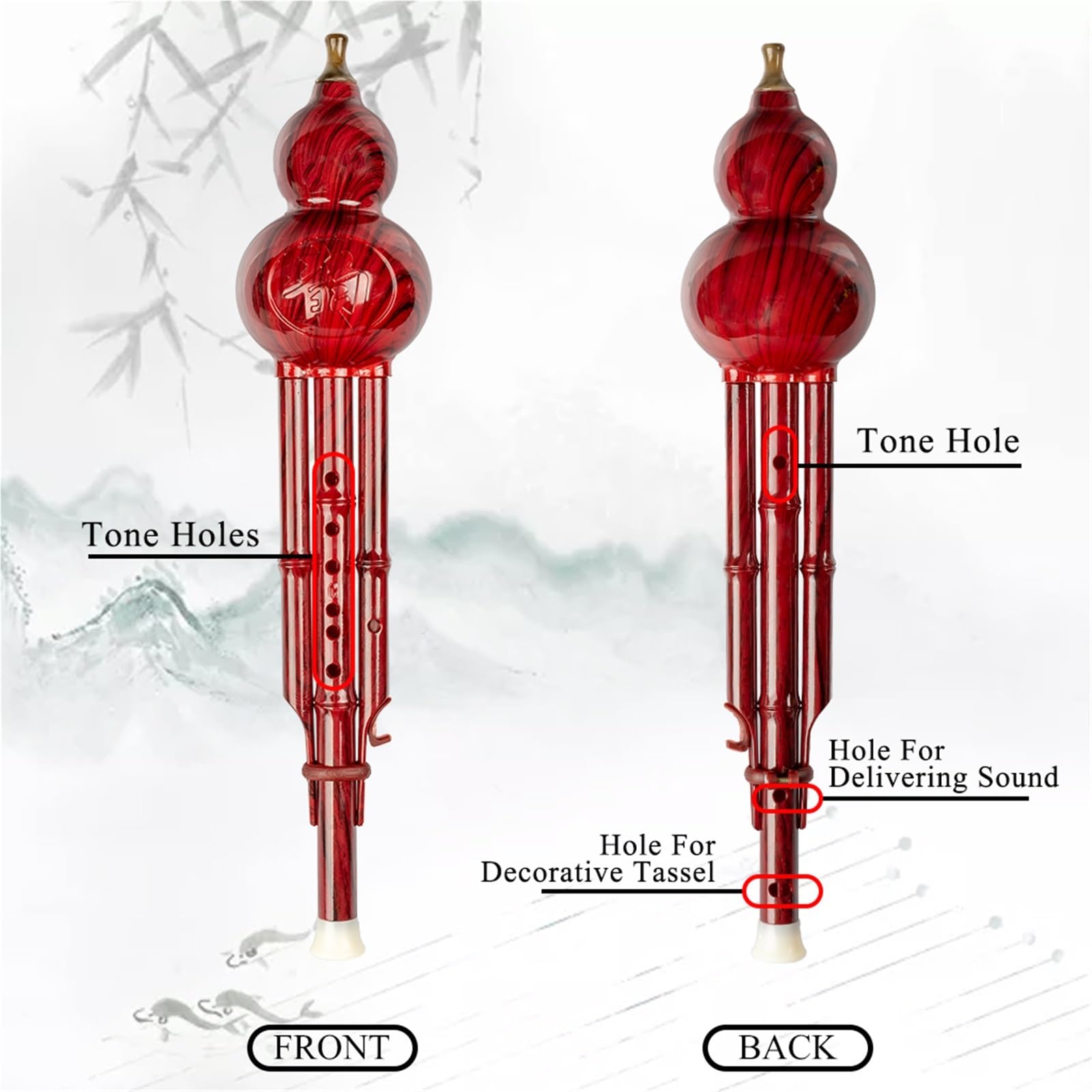 Hulusi Instrumento Étnico Chino De 2 Tonos Con Llave C Calabaza Hulusi Flauta De Cucurbitáceas Tubos De Resina Instrumento De Viento Con Funda