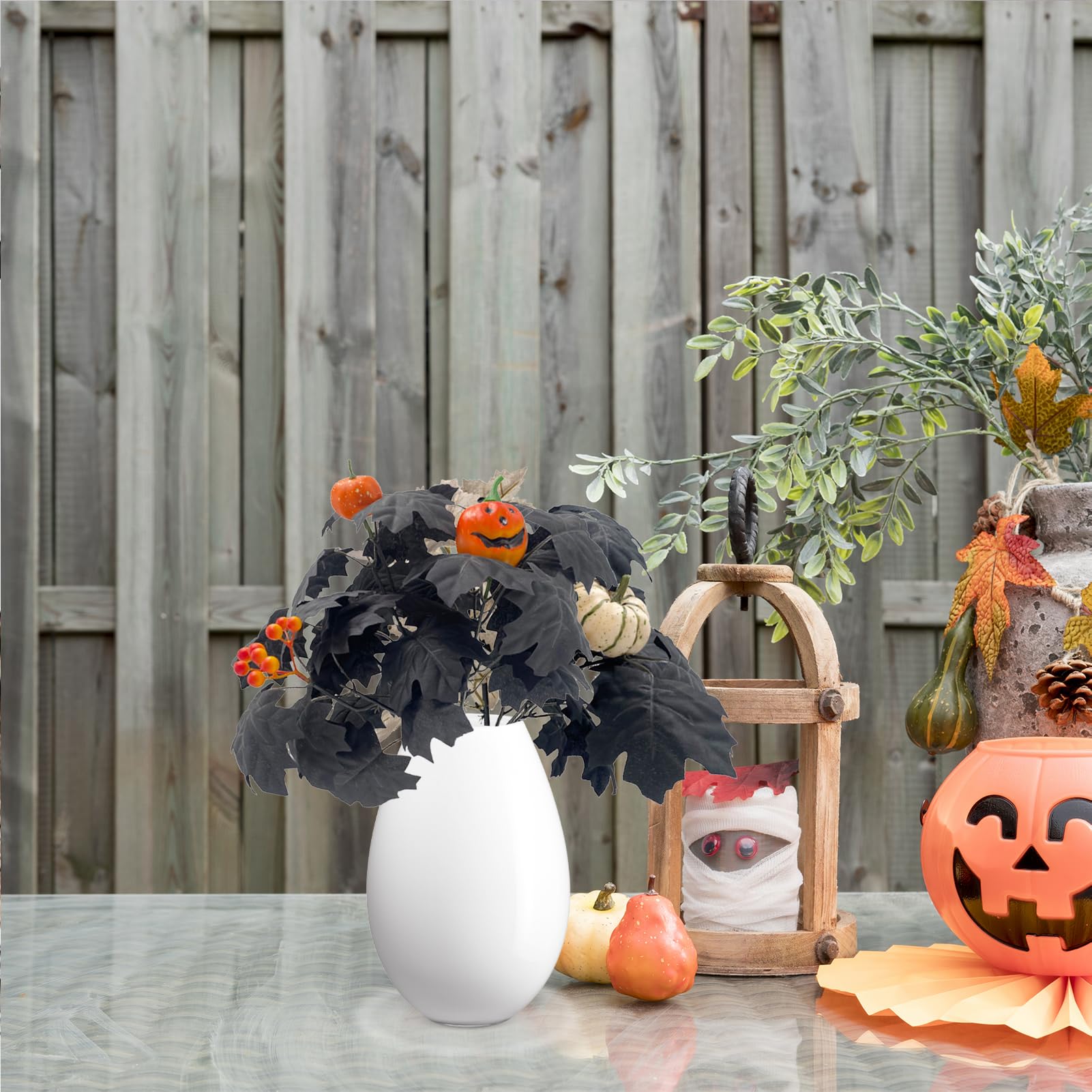 Decorazione di Halloween Zucca artificiale Foglia di acero Fiori Arancione Ornamento Bonsai Tavolo Centrotavola Puntelli per Halloween Ringraziamento Autunno Autunno Decorazione
