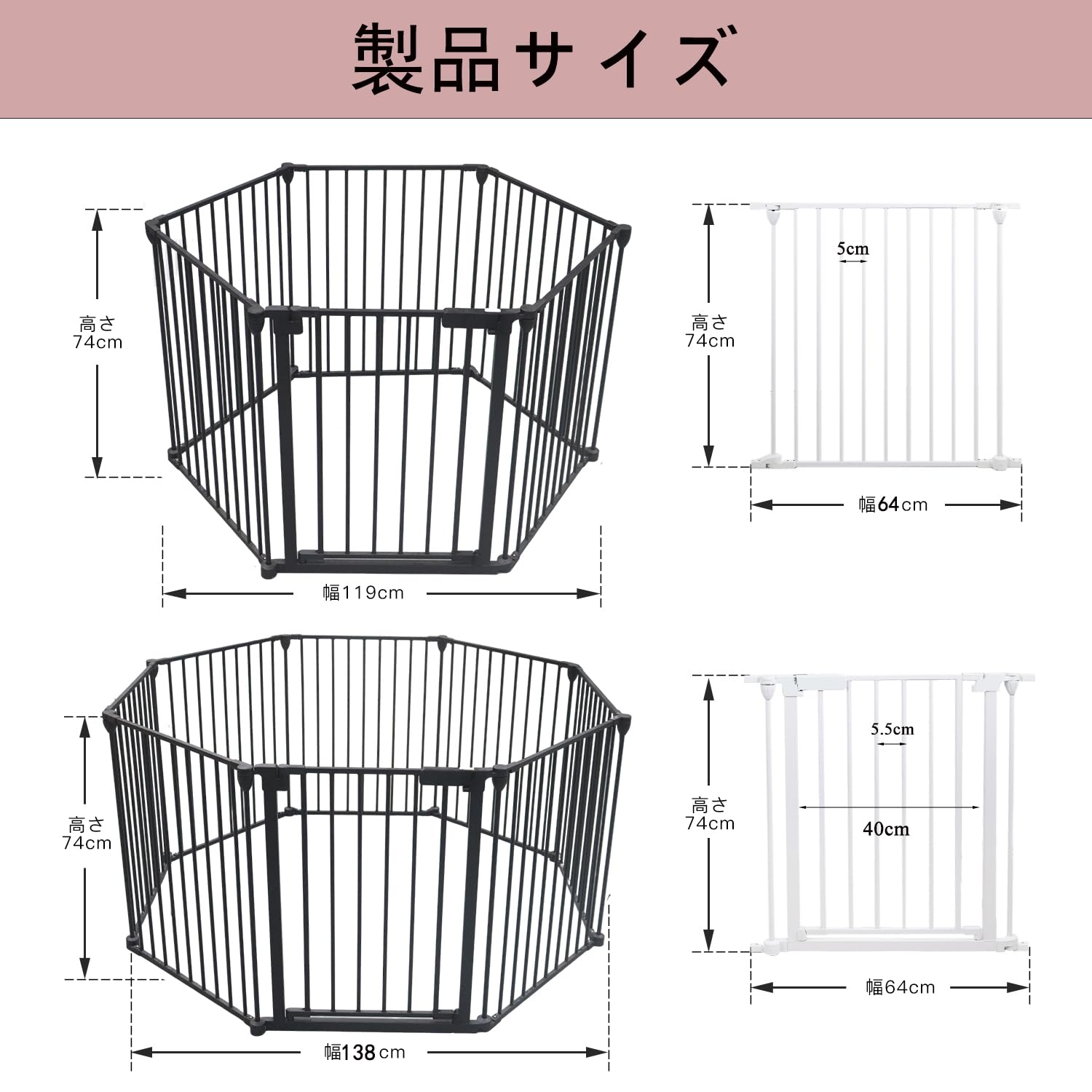 Amazon | Ksmsem 犬 サークル 室内 中大型犬 サークル 折りたたみ 床 