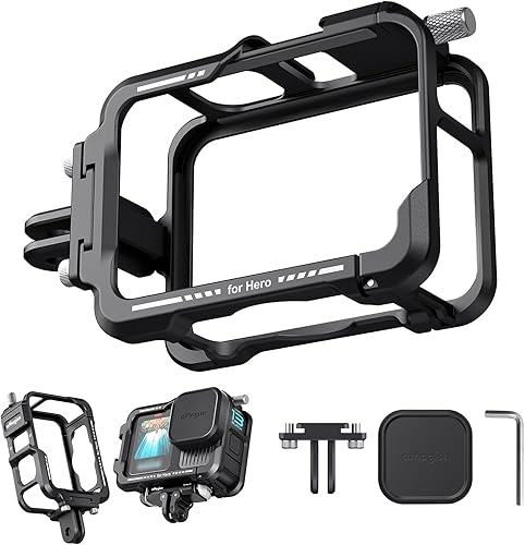Funda protectora de aluminio con cubierta de lente de silicona para GoPro Hero 13/12/11/10/9, marco de carcasa duradera de metal, solo pesa 43G