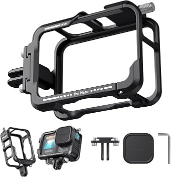Aluminium Protective Case Cage with Silicone Lens Cover for GoPro Hero 13/12/11/10/9,Metal Durable Housing Frame,Weighing Only 43G