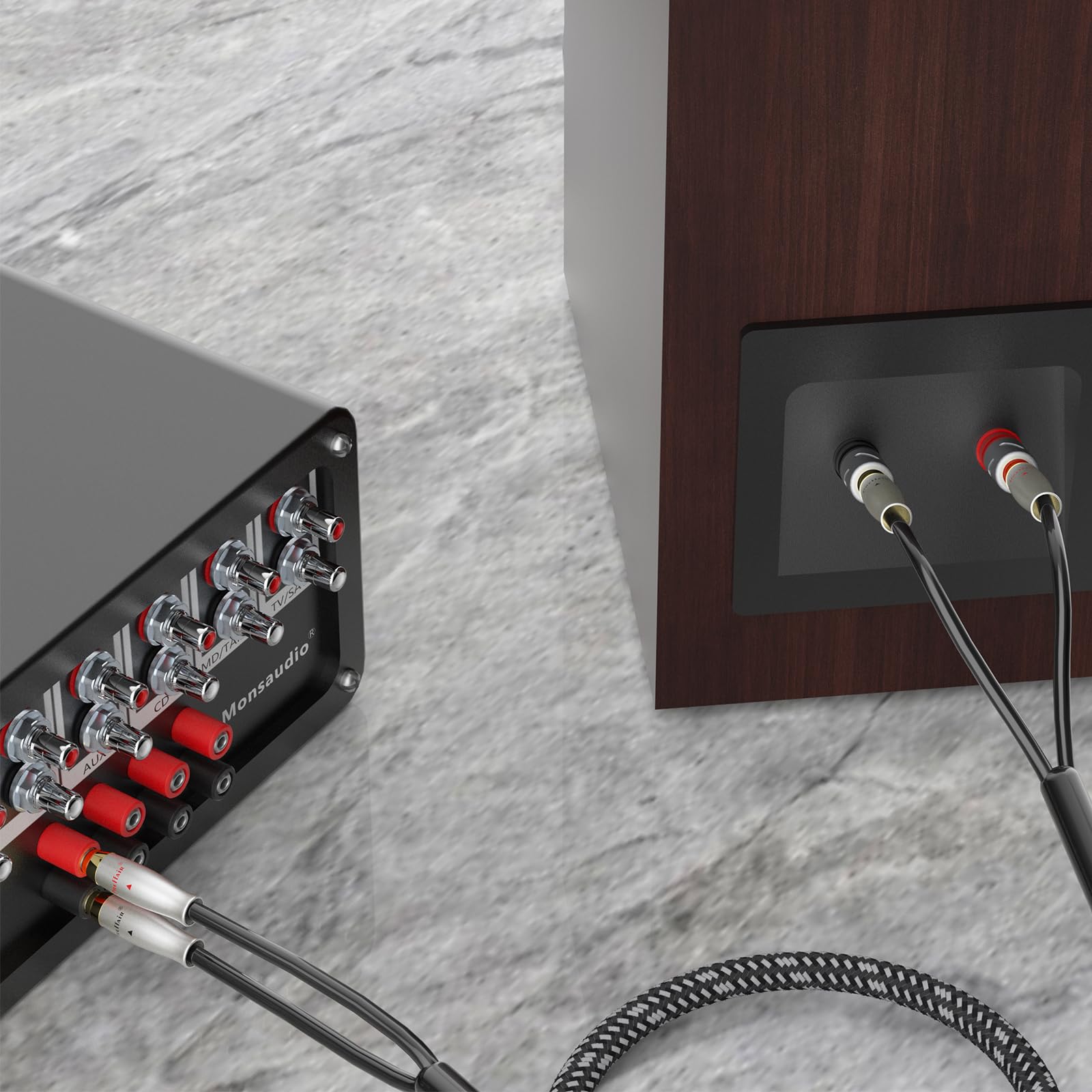 Preffair 1 par de cables de altavoz BFA de calibre 14, cable de altavoz chapado en plata OCC de alta fidelidad con enchufe banana para amplificador de sistemas de alta fidelidad, cable de conexión de
