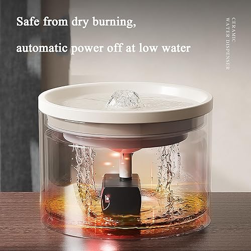 Miniatura 3 de Fuente de agua de cerámica para gatos de 33.82 oz1 litro, dispensador automático súper silencioso para beber mascotas con 7 filtros de repuesto,