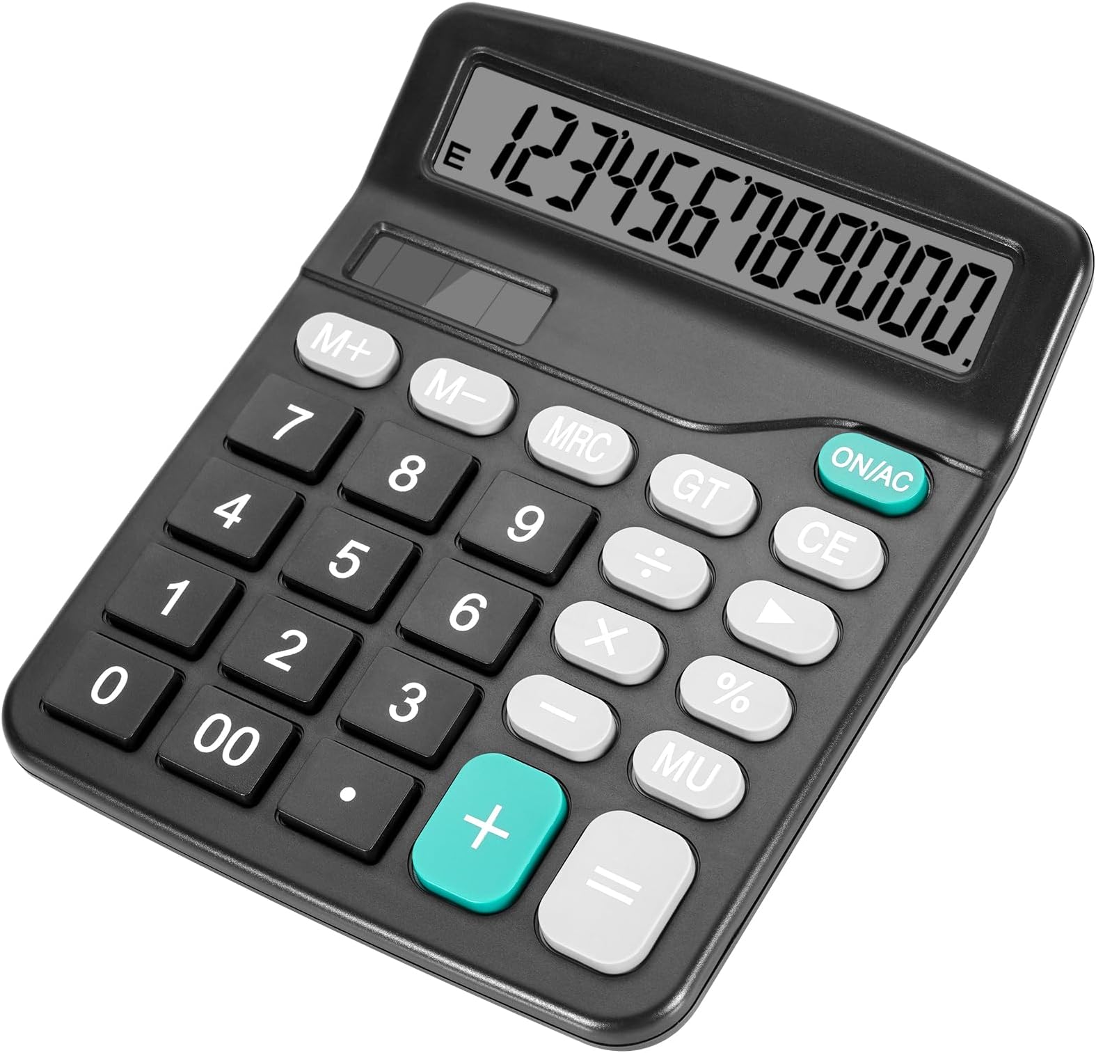 Desktop Calculator with Big Buttons, Dual Power Source, Solar and Battery, Large Display Screen - Perfect for Office, Teachers, and Students (Black)