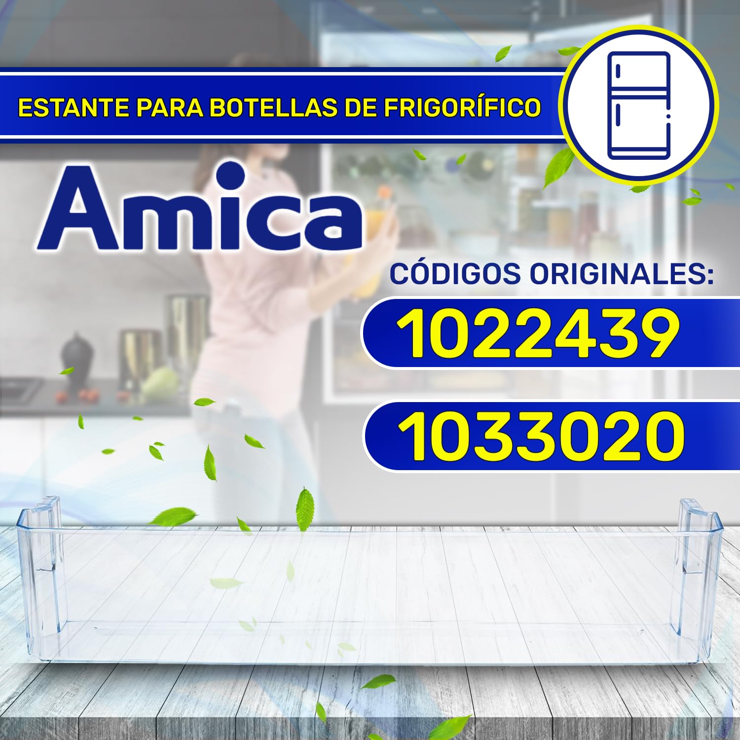 Estante Puerta Frigorifico 432x85 mm con Código Original 1022439 1033020 para Amica - Garantía de 10 Años - MONTERAL